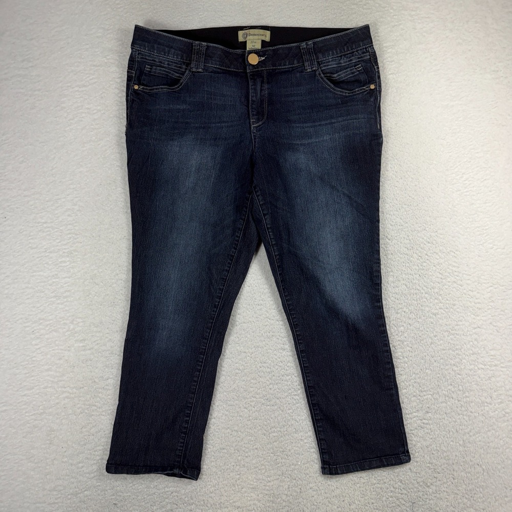 Democracy Straight Jeans Womens 18W (38x24) Blue Dark Wash High Stretch Denim